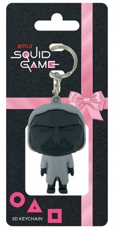 Squid Game 3D Rubber Nøkkelring Mask Man 6cm
