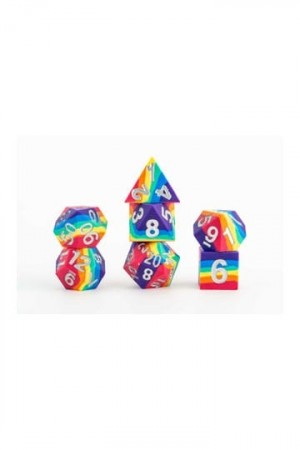 FanRoll Sharp Edge Silicone Dice Set Rainbow (7)