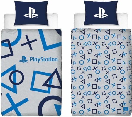 Playstation dynetrekk - Blue/Grey 140cm x 200cm - Bomull