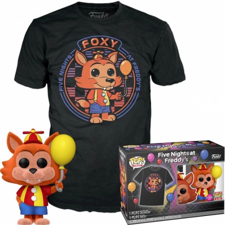 FNAF Foxy Flocked Pop! Vinyl Figure with Adult Pop! T-skjorte