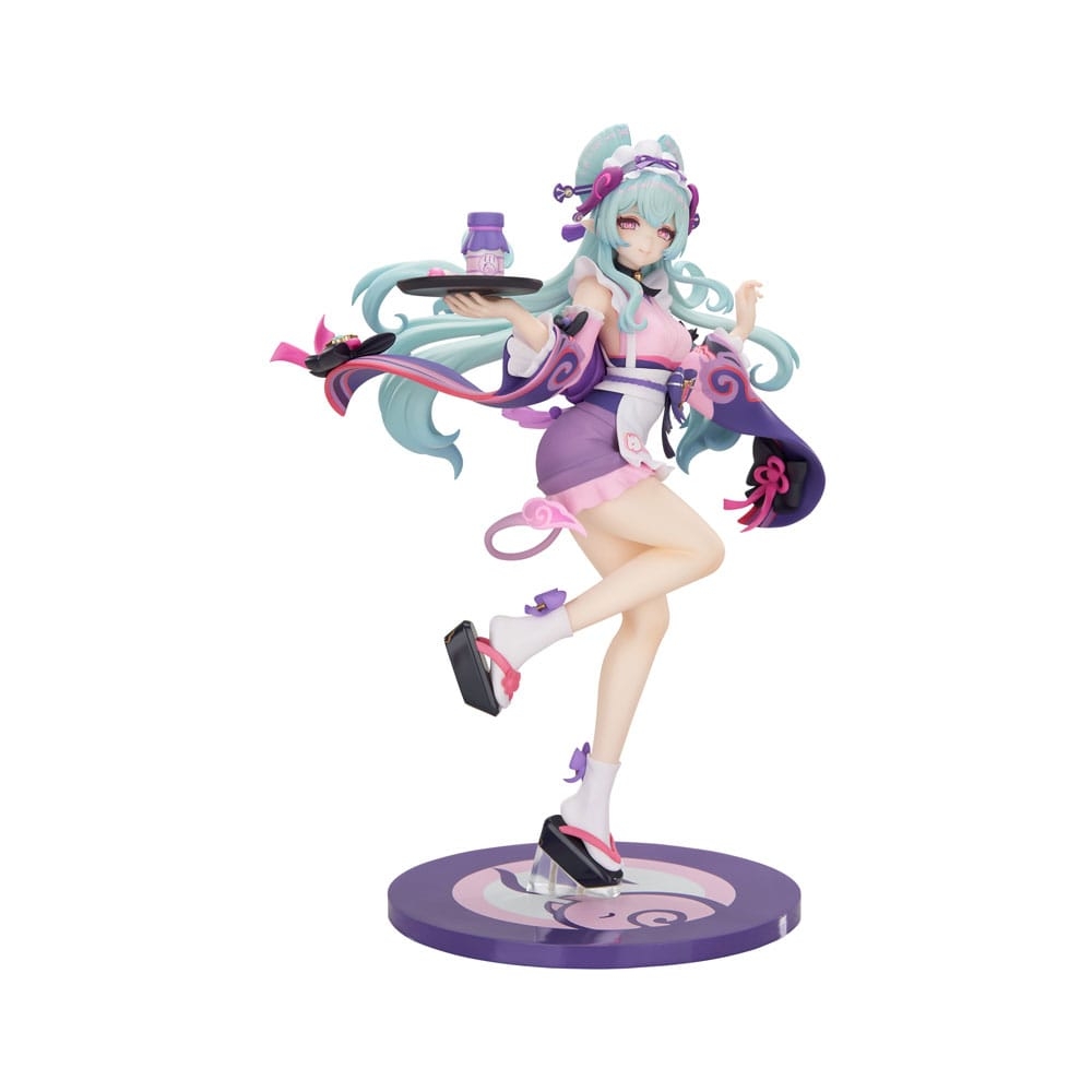 Drøm deg inn i Teyvat med Yumemizuki Mizuki! Denne detaljerte 1/8-skalafiguren fra APEX sin LIMEPIE Series fanger Mizuki i den elegante Embrace of Enchanting Dreams-versjonen og måler ca. 23 cm høy.