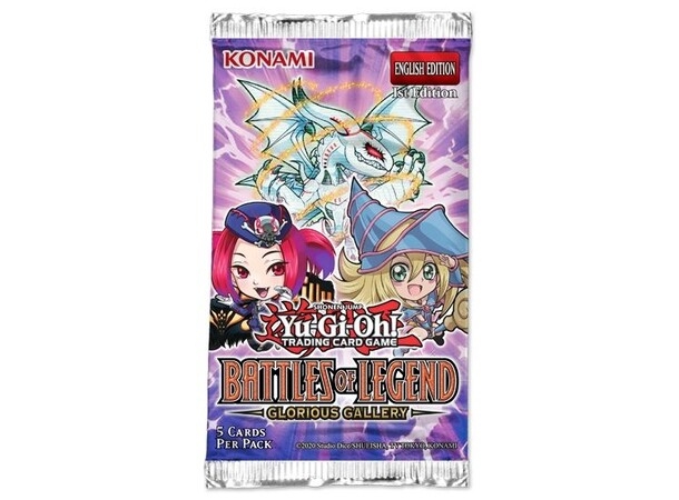 Åpne en booster fra Battles of Legend: Glorious Gallery! Hver pakke inneholder 5 foil-kort – 4 Ultra Rares og 1 Secret Rare – med mulighet for spennende varianter og oppgraderinger.